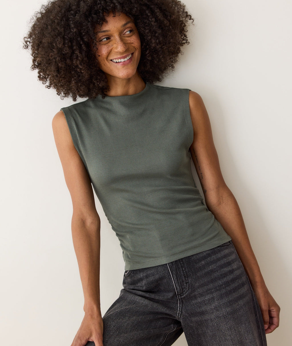 Lexi Rib Sun-In Mockneck Top