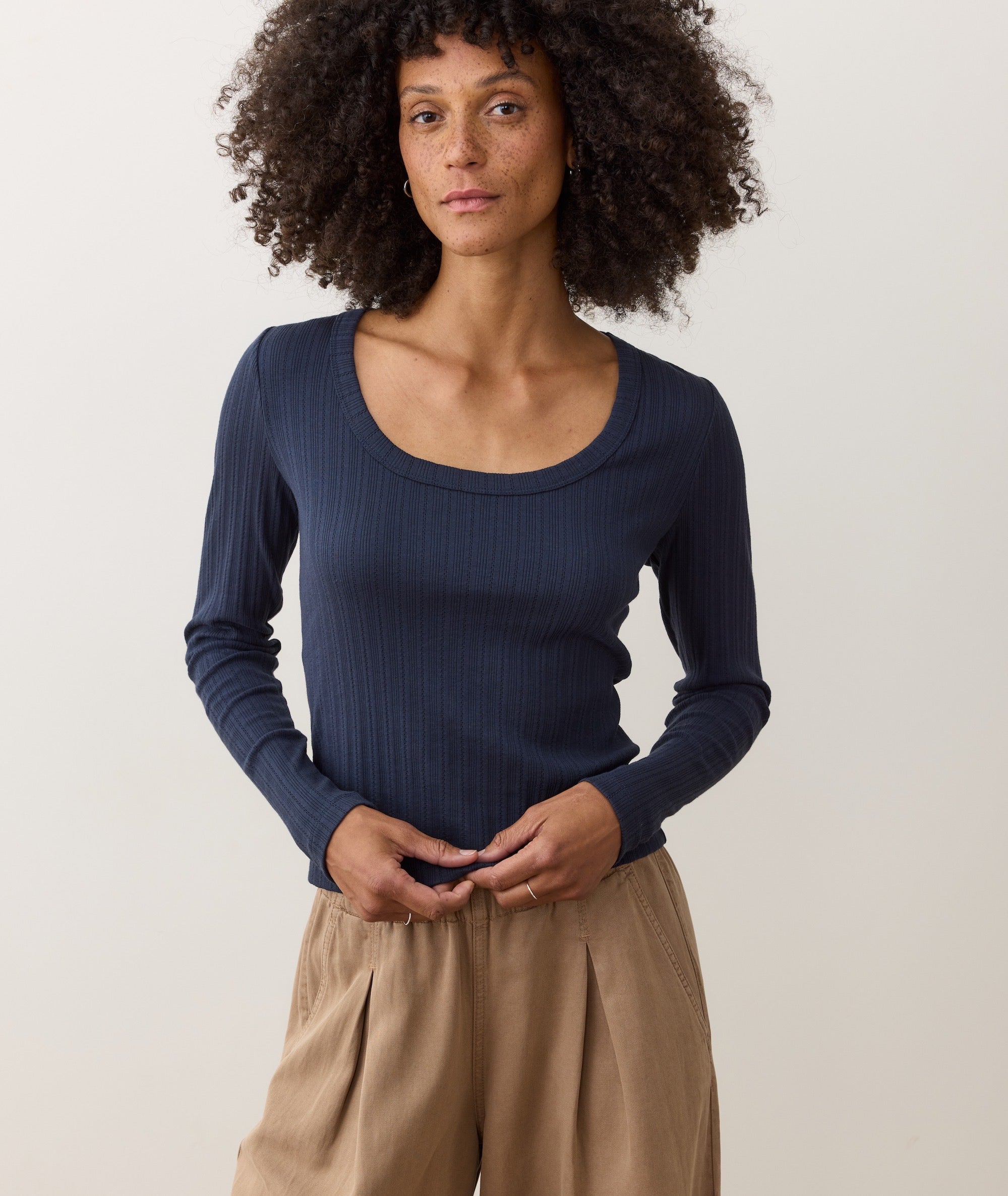 Lexi Rib Pointelle Longsleeve Scoop Tee