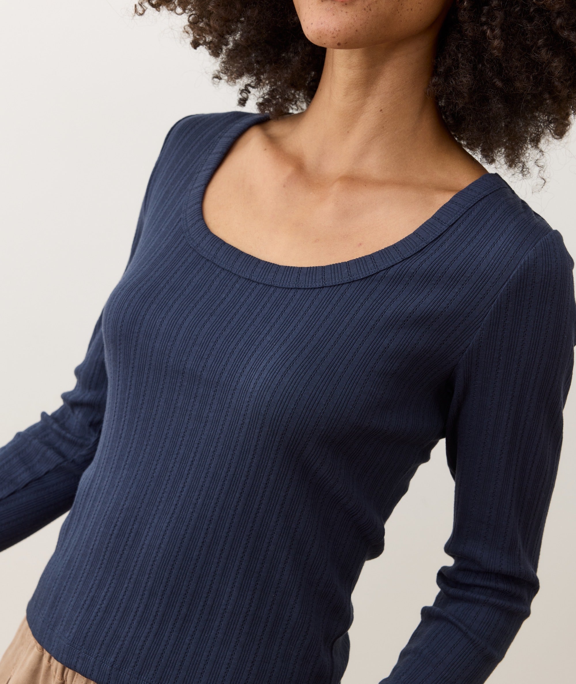 Lexi Rib Pointelle Longsleeve Scoop Tee