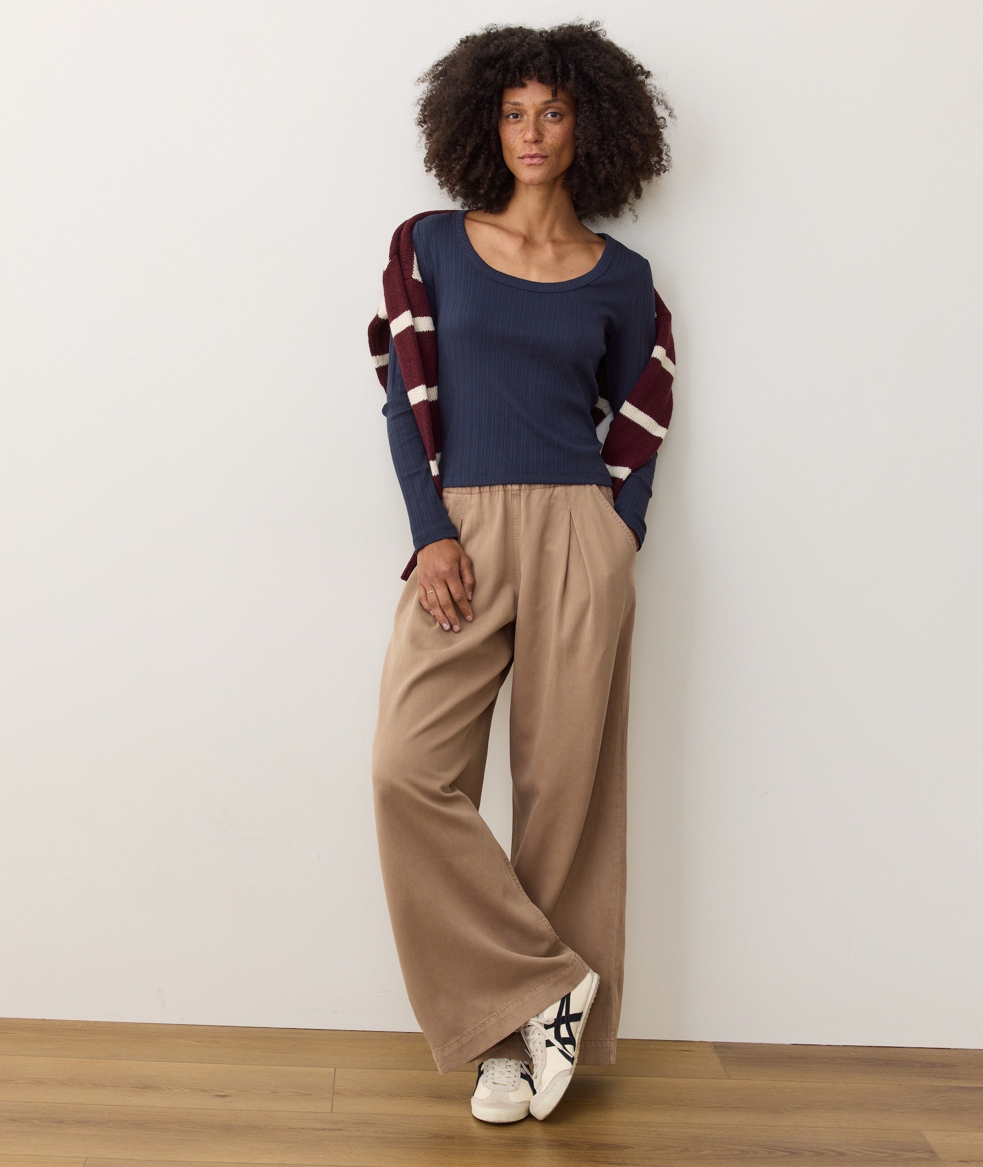 Lexi Rib Pointelle Longsleeve Scoop Tee