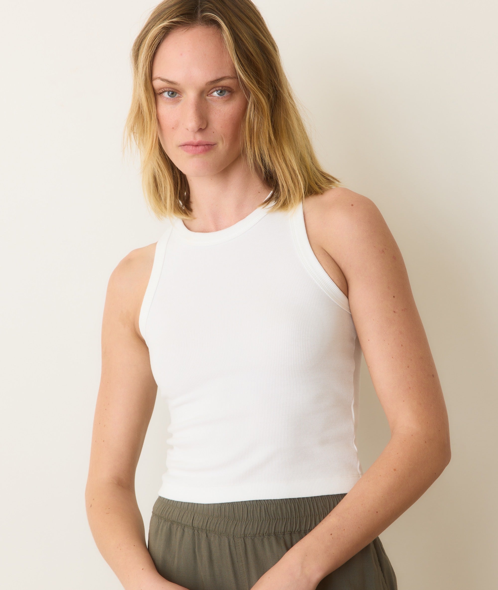 Lexi Rib Sun-In High Neck Crop Tank